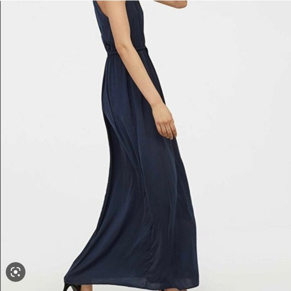 Massimo Dutti Navy Maxi Halter Dress - Picture 1 of 5